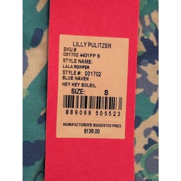Lilly Pulitzer Blue Haven HEY SOLEIL LALA ROMPER Halter Neck Lace Detail, SM NWT - Picture 3 of 3